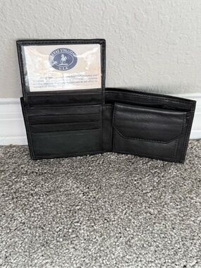 Black Leather Texas Stallion Bi-Fold Wallet